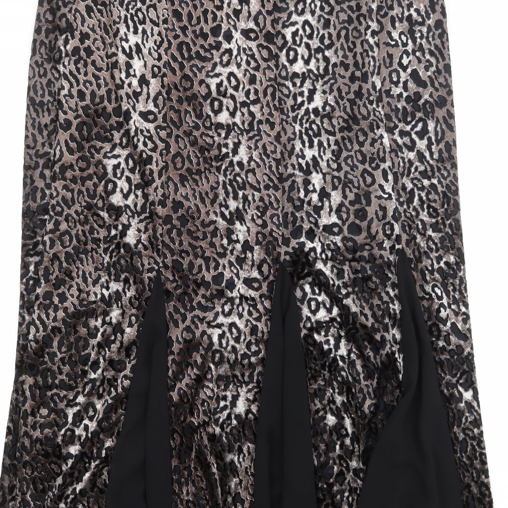 Marks and Spencer Womens Brown Animal Print Polyester Swing Skirt Size 18 - Leopard Pattern
