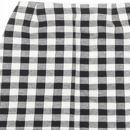 Miss Selfridge Womens Black Check Polyester A-Line Skirt Size 8