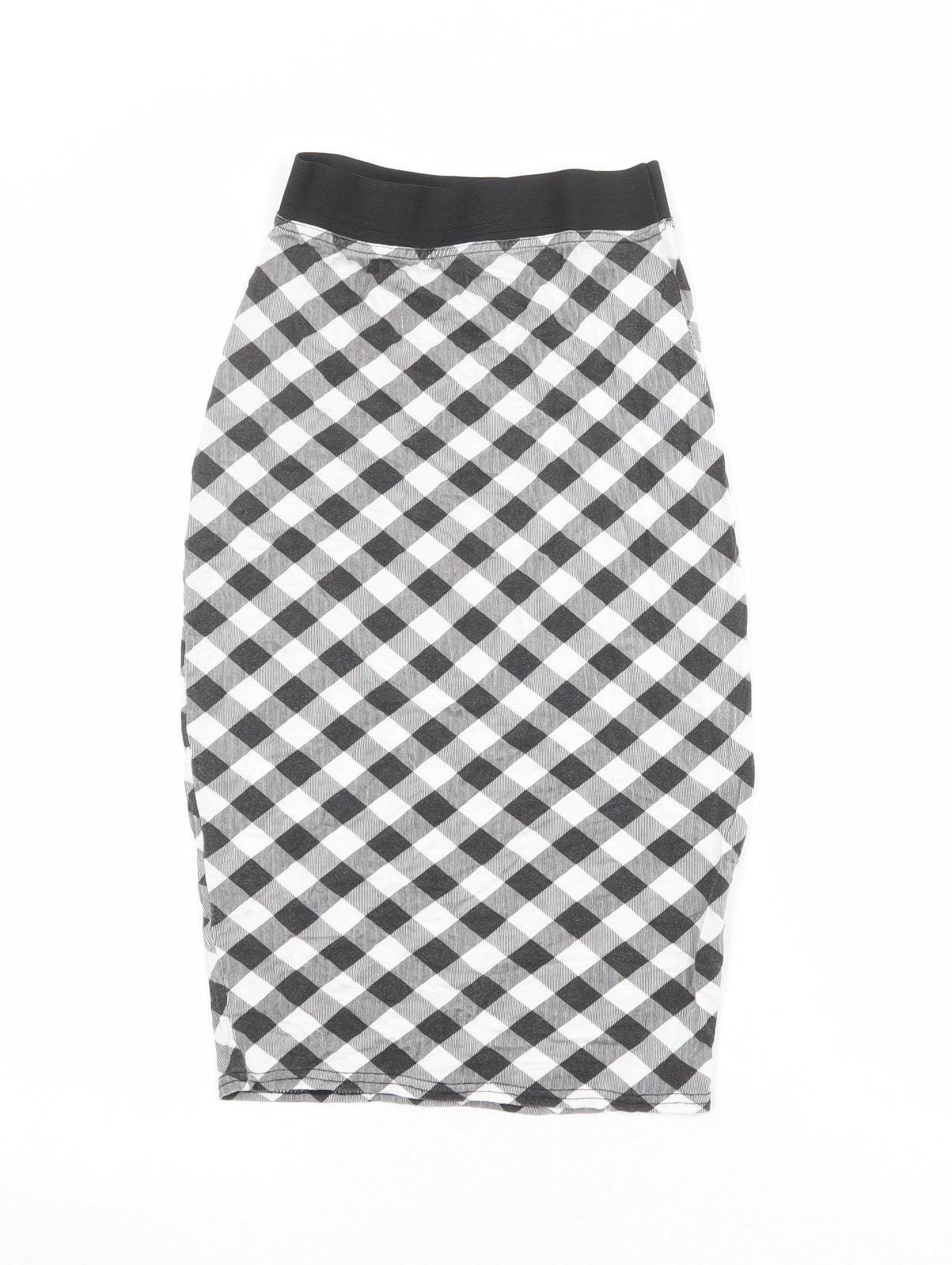 Boohoo Womens Black Check Viscose Straight & Pencil Skirt Size 8