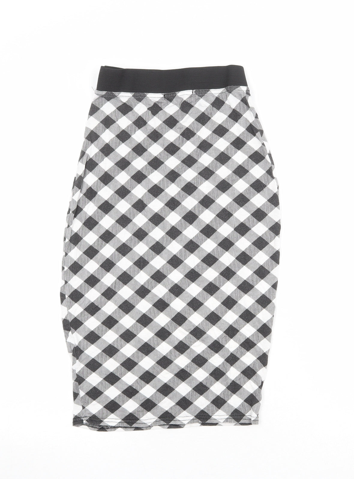 Boohoo Womens Black Check Viscose Straight & Pencil Skirt Size 8