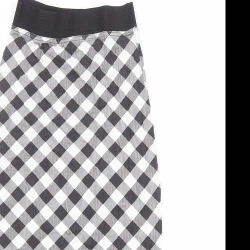 Boohoo Womens Black Check Viscose Straight & Pencil Skirt Size 8