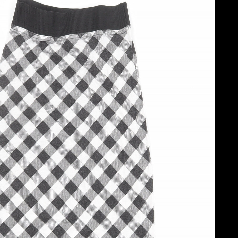 Boohoo Womens Black Check Viscose Straight & Pencil Skirt Size 8