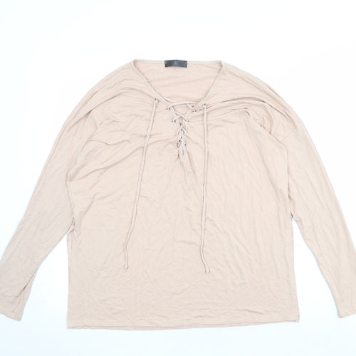 Missguided Womens Pink Viscose Basic Blouse Size 16 V-Neck