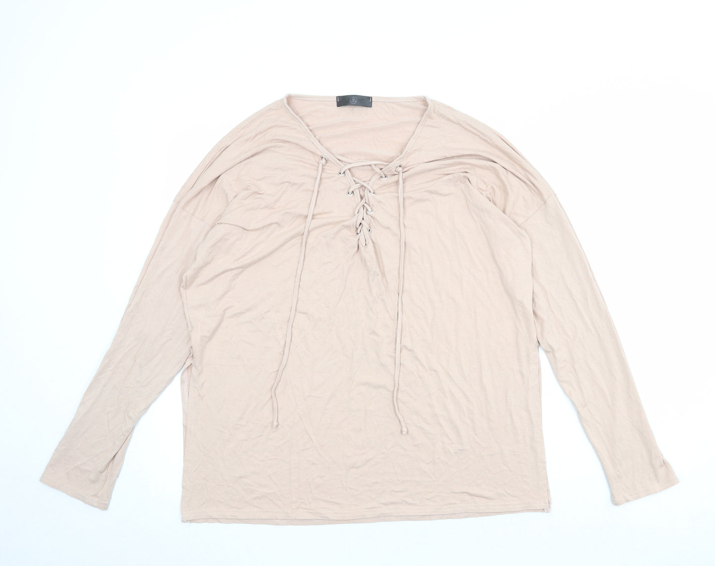 Missguided Womens Pink Viscose Basic Blouse Size 16 V-Neck