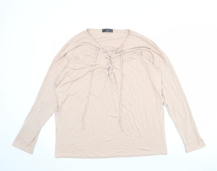 Missguided Womens Pink Viscose Basic Blouse Size 16 V-Neck