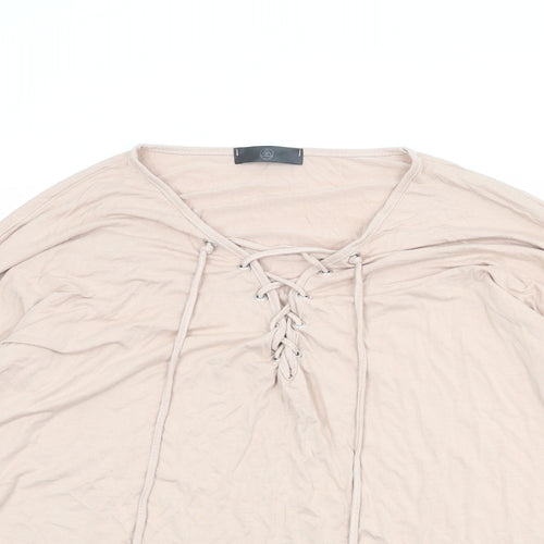 Missguided Womens Pink Viscose Basic Blouse Size 16 V-Neck
