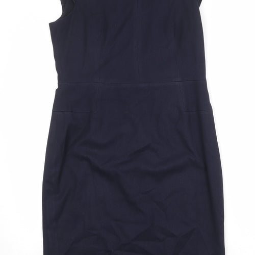 NEXT Womens Blue Polyester Shift Size 12 V-Neck Zip