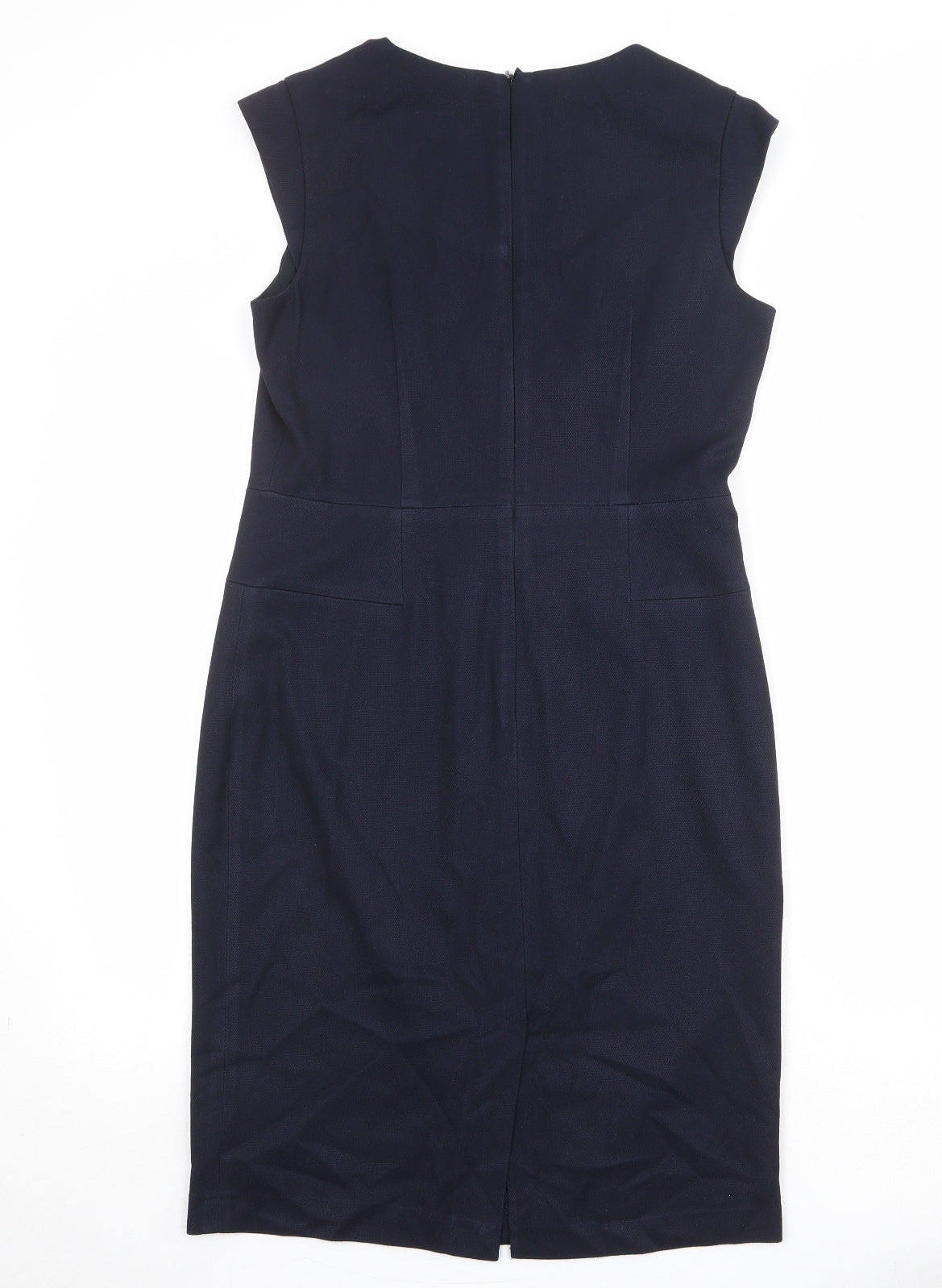 NEXT Womens Blue Polyester Shift Size 12 V-Neck Zip
