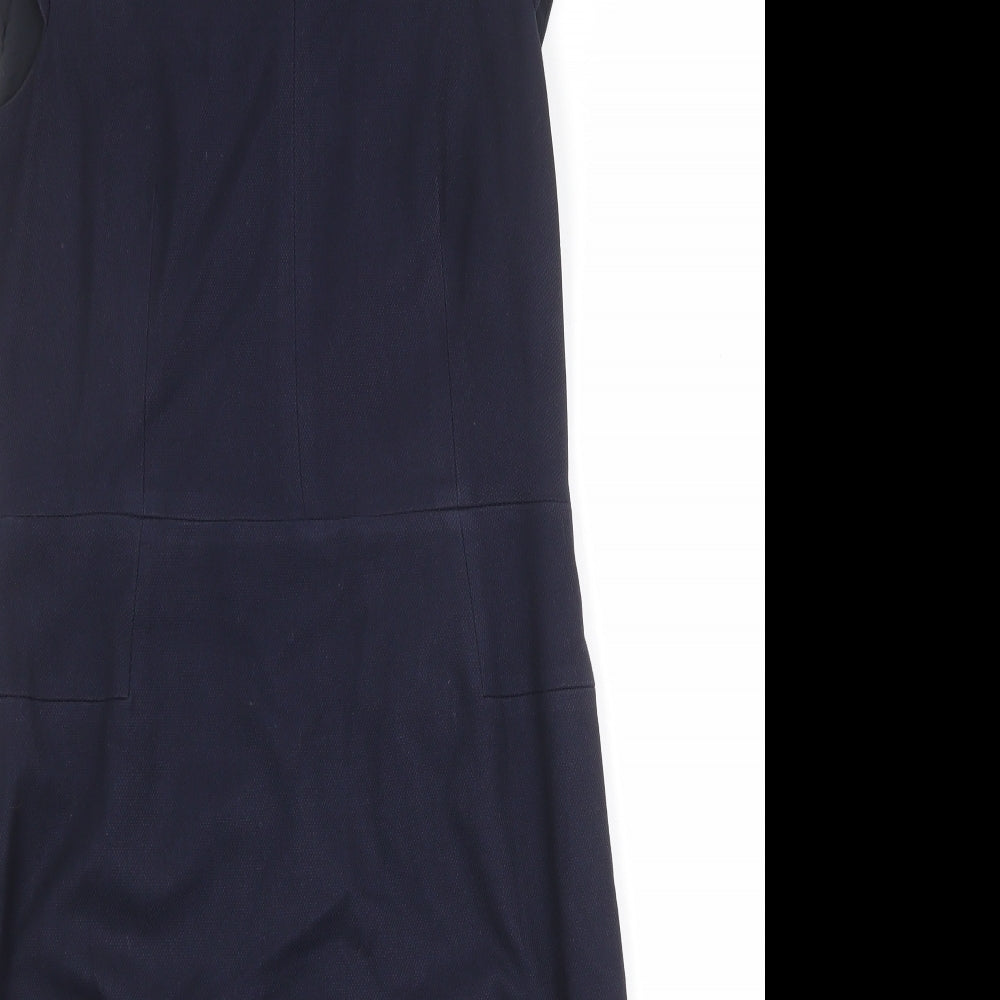 NEXT Womens Blue Polyester Shift Size 12 V-Neck Zip