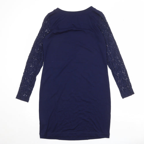 Marks and Spencer Womens Blue Polyester A-Line Size 10 Round Neck Pullover