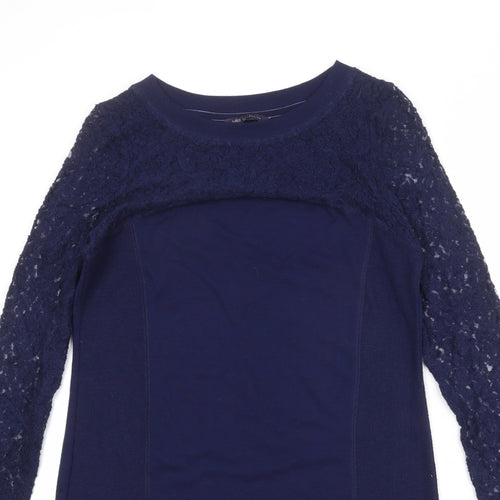 Marks and Spencer Womens Blue Polyester A-Line Size 10 Round Neck Pullover