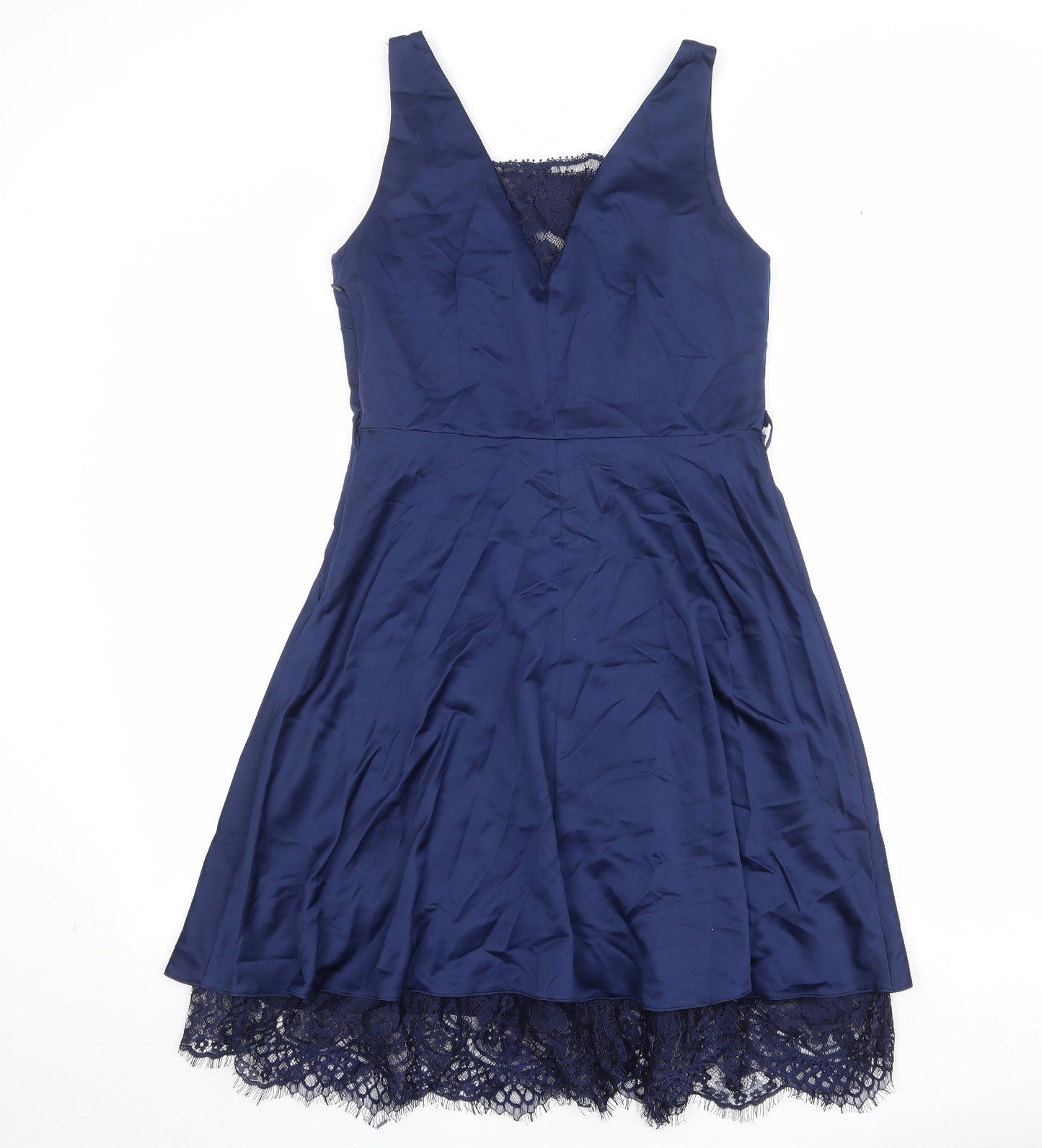 Paraphrase Womens Blue Polyester Fit & Flare Size M Square Neck Zip