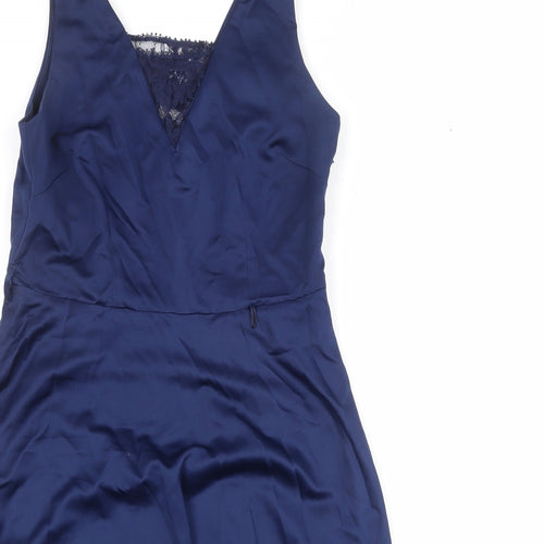 Paraphrase Womens Blue Polyester Fit & Flare Size M Square Neck Zip