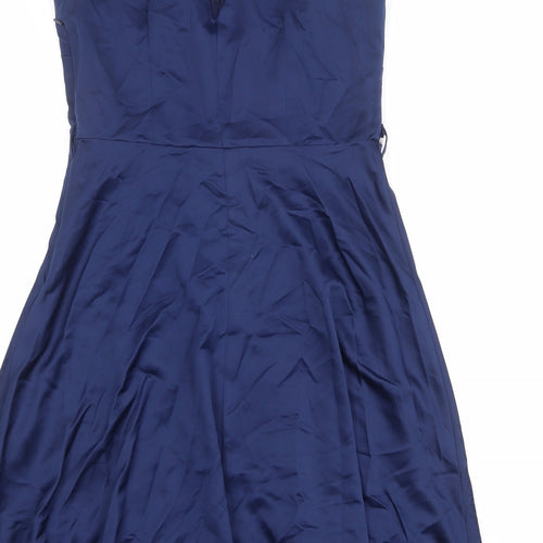 Paraphrase Womens Blue Polyester Fit & Flare Size M Square Neck Zip