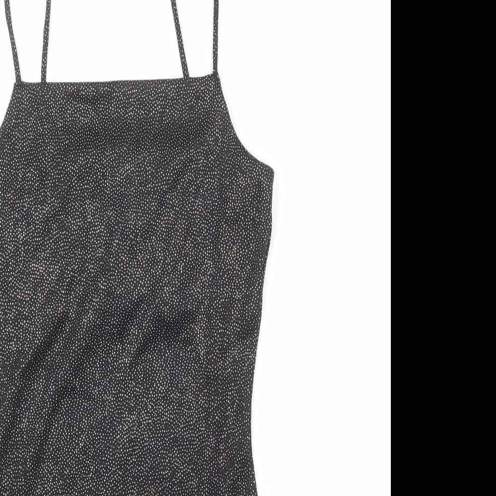 Topshop Womens Black Polka Dot Polyester Bodysuit One-Piece Size 8 Snap