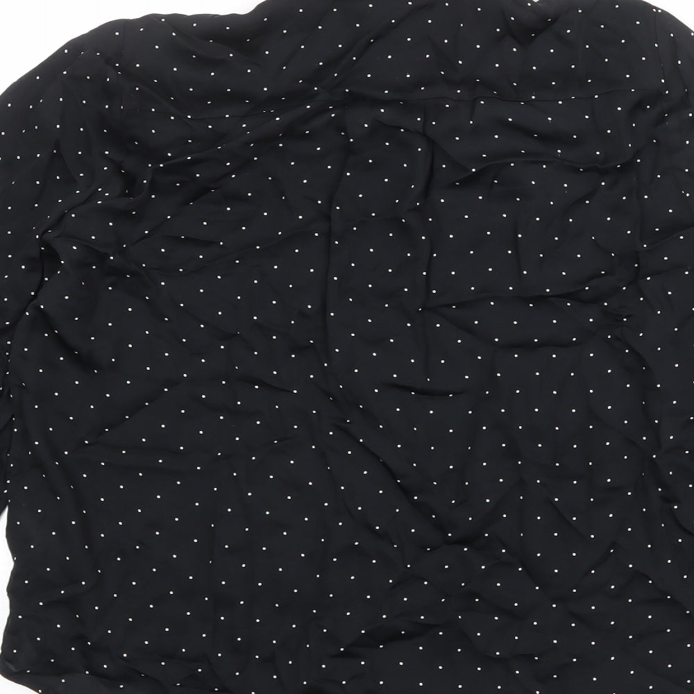 White Label Womens Black Polka Dot Viscose Basic Blouse Size 12 V-Neck