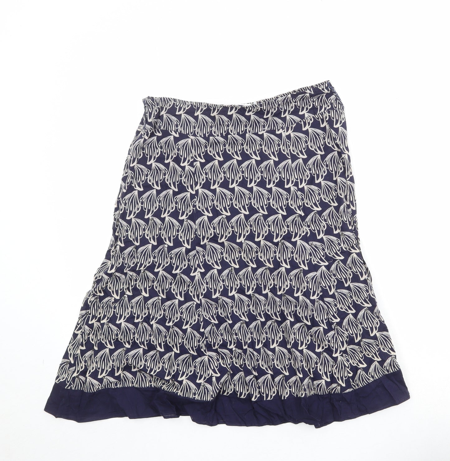 Wallis Womens Blue Geometric Cotton Swing Skirt Size 10 Zip