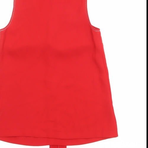 Marks and Spencer Womens Red Polyester Basic Blouse Size 6 V-Neck