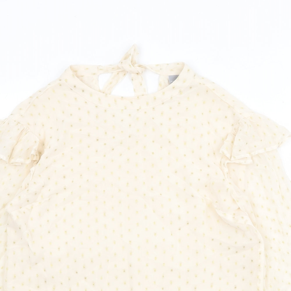 Oliver Bonas Womens Beige Viscose Basic Blouse Size 6 Round Neck