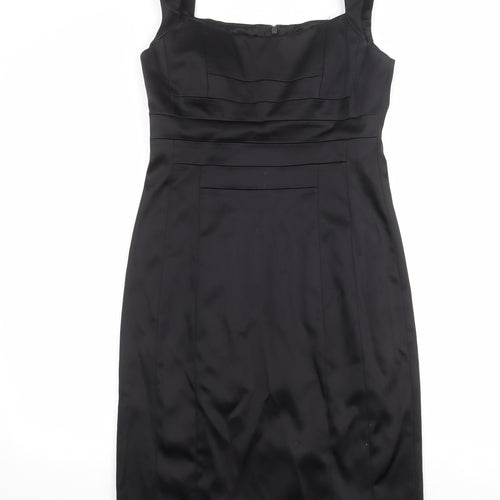 Jax Womens Black Acetate Sheath Size 10 Square Neck Zip