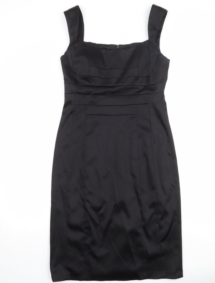 Jax Womens Black Acetate Sheath Size 10 Square Neck Zip