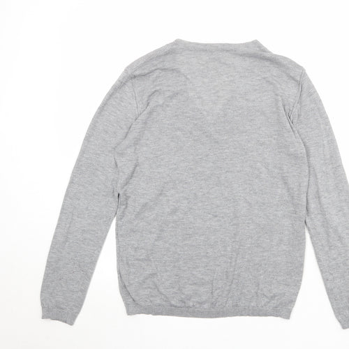 Season Womens Grey V-Neck Polyester Pullover Jumper Size XL