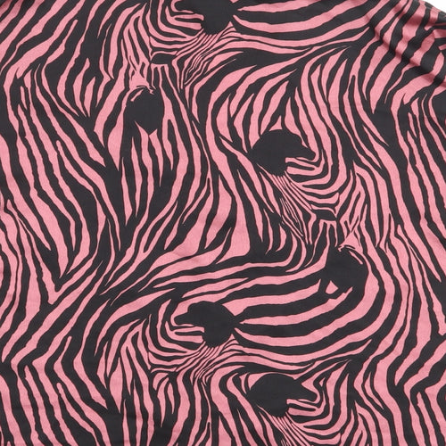 Nasty Gal Womens Pink Animal Print Polyester Basic Button-Up Size 10 Collared - Zebra Print