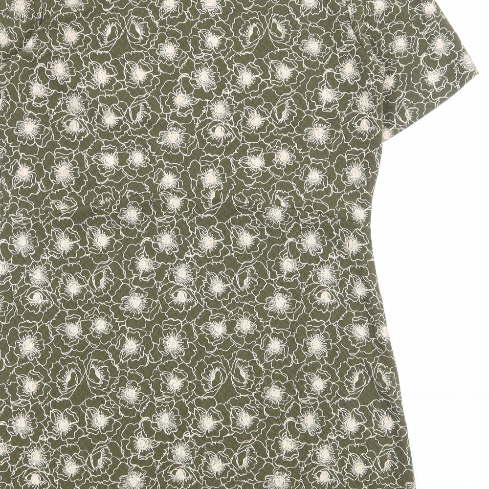 White Stuff Womens Green Geometric Polyester A-Line Size 12 Boat Neck Pullover