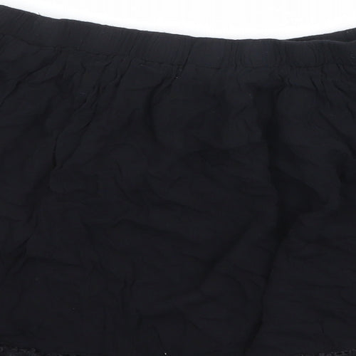 Select Womens Black Viscose Cropped Blouse Size 14 Off the Shoulder - Crocheted Lace Detail