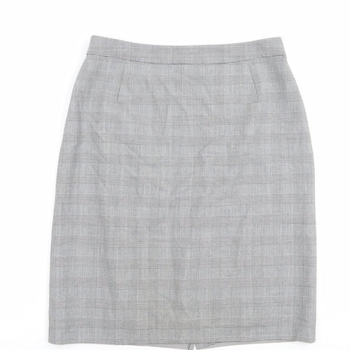 Betty Barclay Womens Grey Plaid Polyester Straight & Pencil Skirt Size 32 in Zip