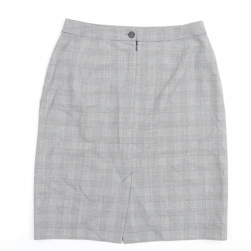 Betty Barclay Womens Grey Plaid Polyester Straight & Pencil Skirt Size 32 in Zip