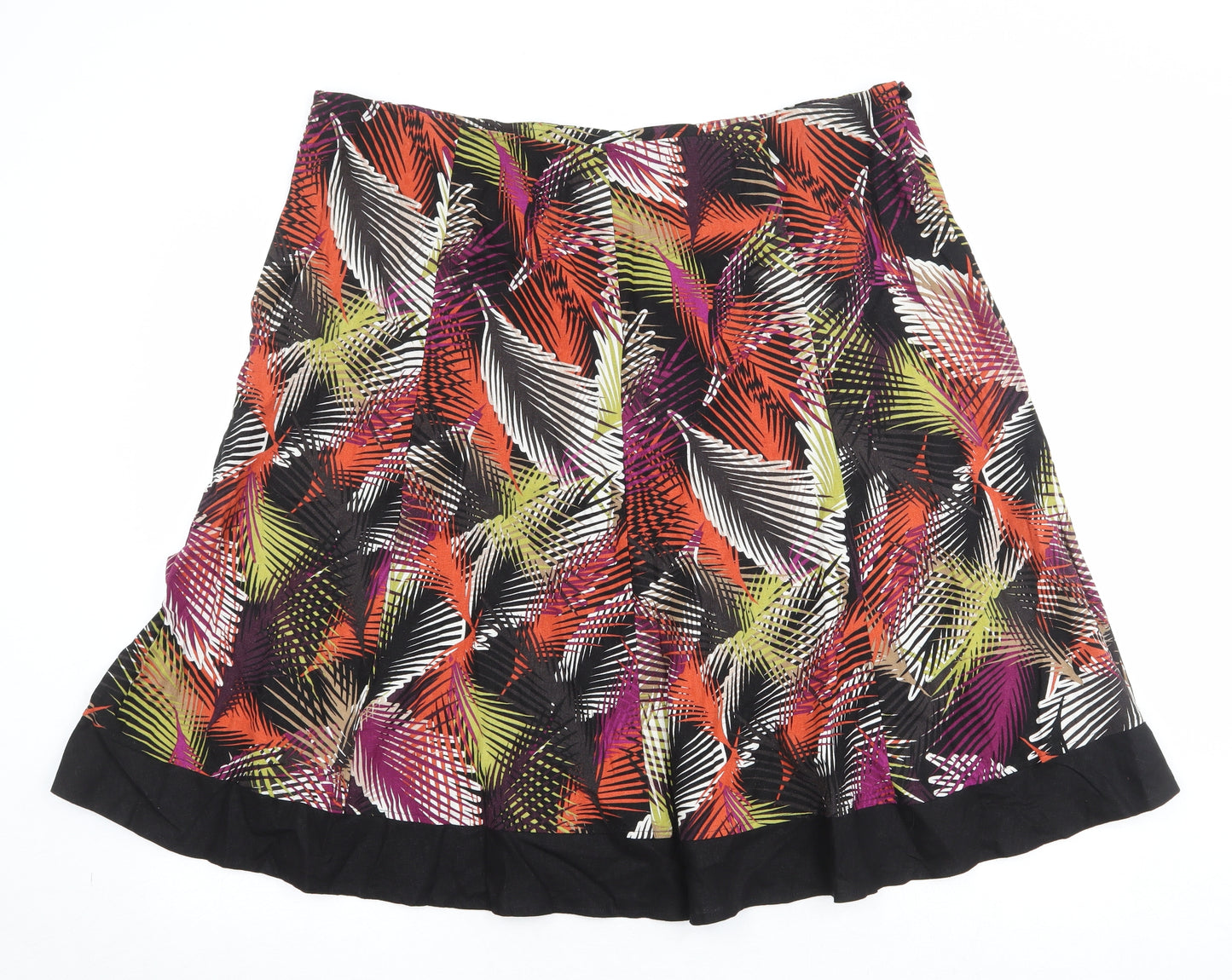 Bonmarché Womens Multicoloured Geometric Linen Swing Skirt Size 22 Zip