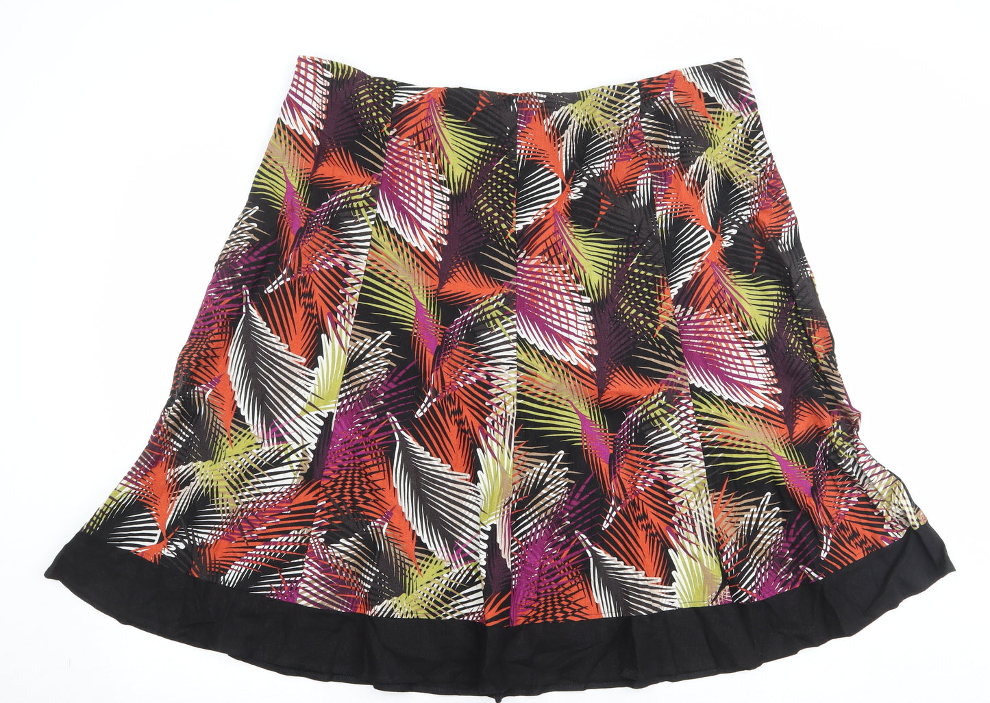 Bonmarché Womens Multicoloured Geometric Linen Swing Skirt Size 22 Zip