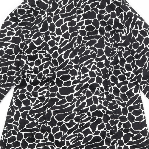 Izabel London Womens Black Geometric Overcoat Coat Size 16 Button