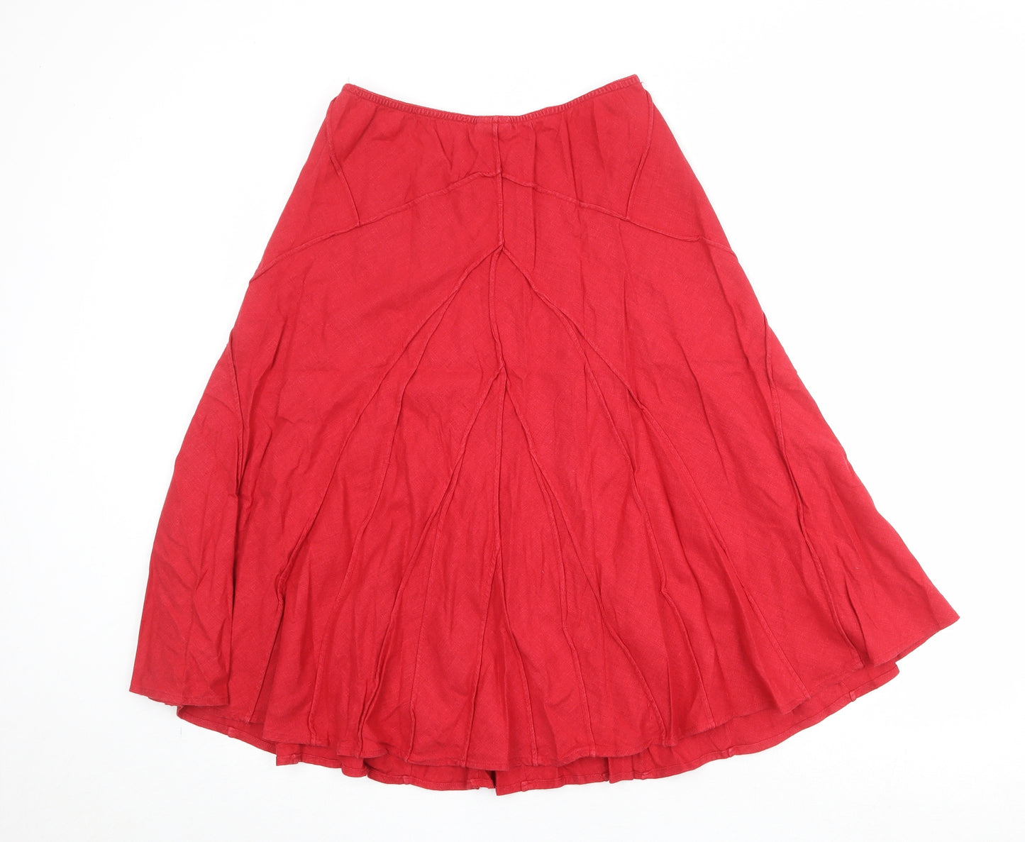 NEXT Womens Red Linen Swing Skirt Size 12