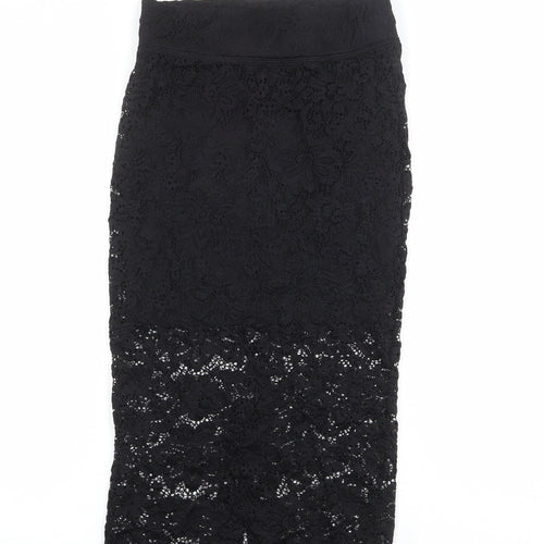 Divided by H&M Womens Black Geometric Polyamide A-Line Skirt Size XS