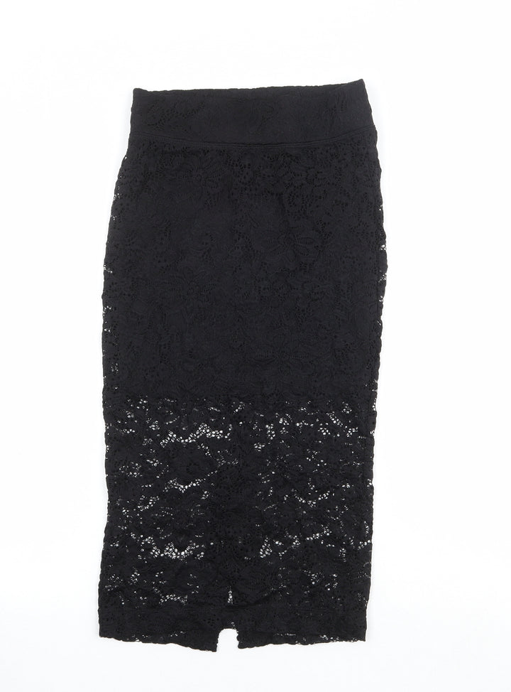 Divided by H&M Womens Black Geometric Polyamide A-Line Skirt Size XS