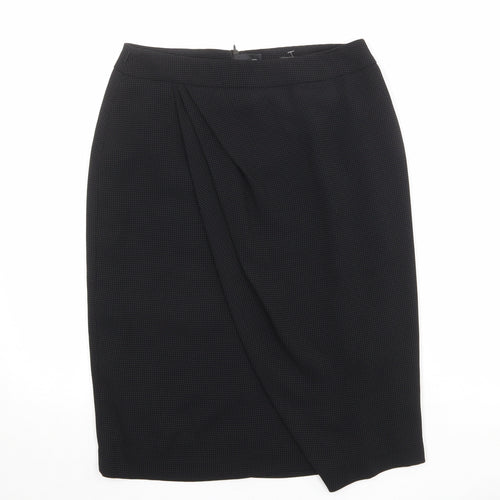 Alex & Co Womens Black Geometric Polyester A-Line Skirt Size 8 Zip
