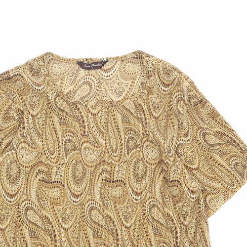 Sarah Hamilton Womens Brown Polyester Basic Blouse Size 16 Boat Neck - Plisse