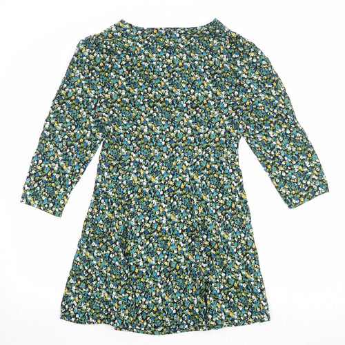 Mystical Threads Womens Multicoloured Floral Viscose Fit & Flare Size S V-Neck Zip
