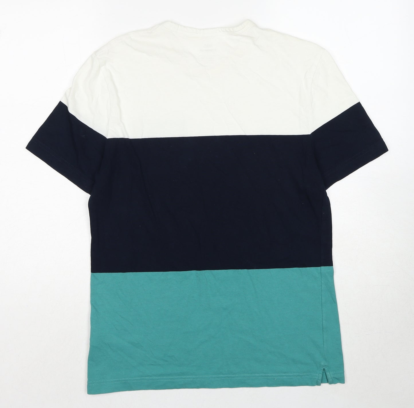 Marks and Spencer Mens Multicoloured Colourblock Cotton T-Shirt Size S Round Neck