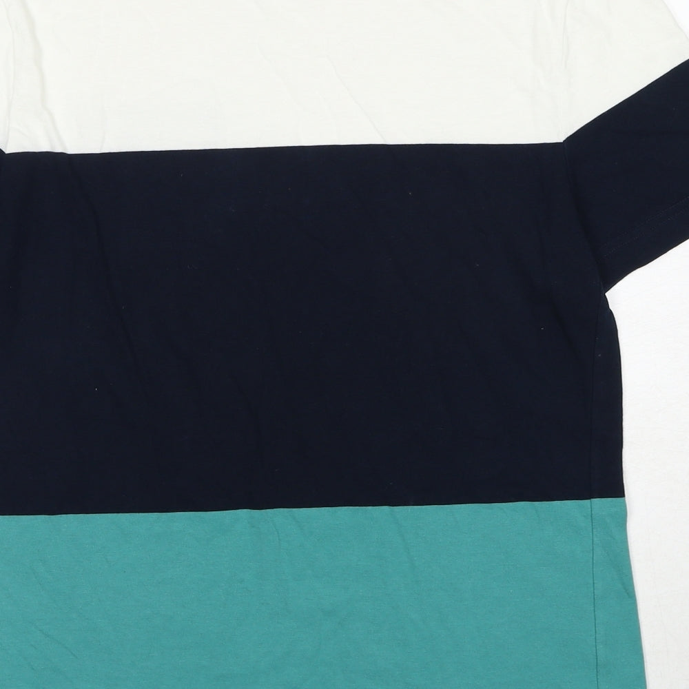 Marks and Spencer Mens Multicoloured Colourblock Cotton T-Shirt Size S Round Neck