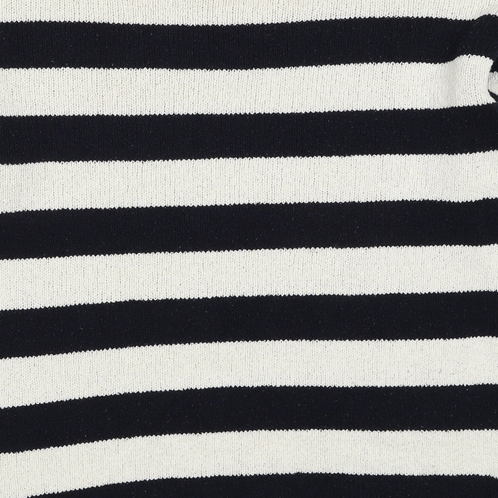 NEXT Womens Blue Round Neck Striped Cotton Pullover Jumper Size M