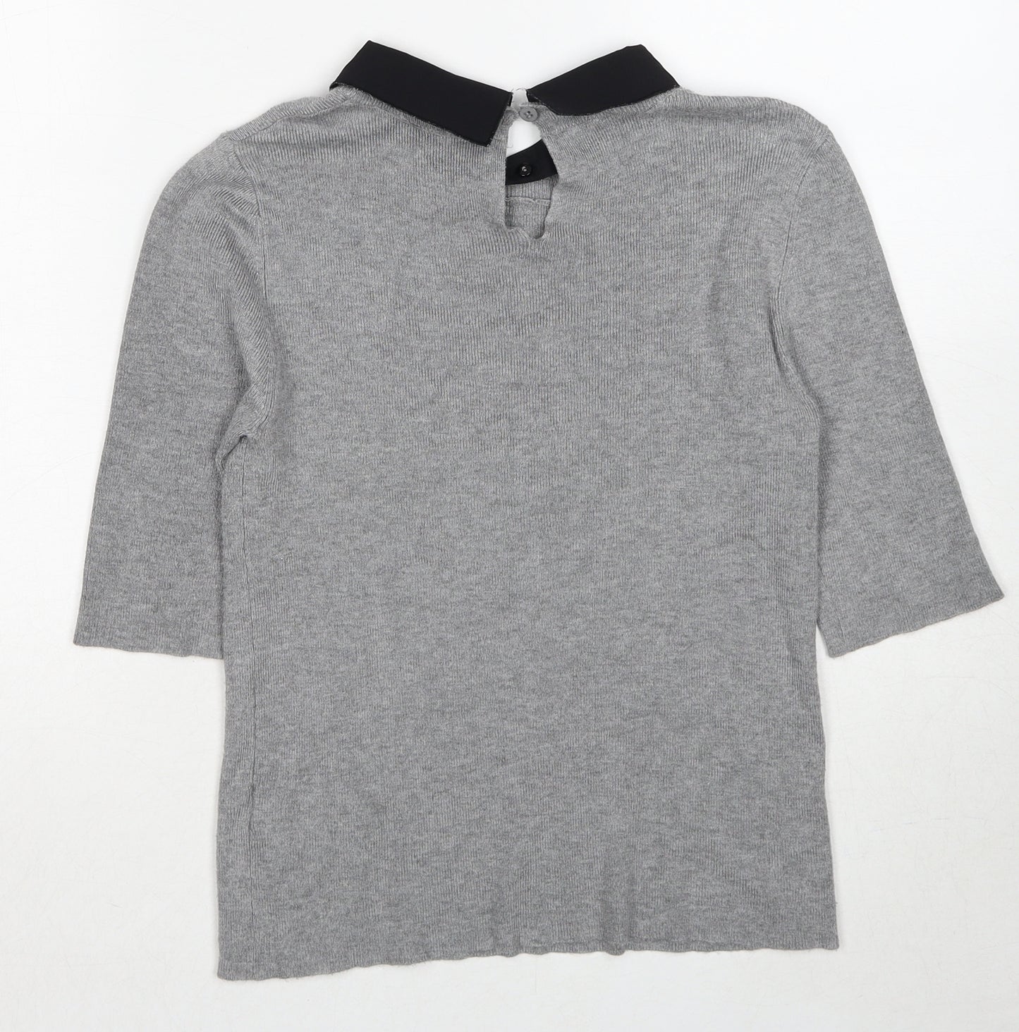 Oasis Womens Grey Collared Viscose Pullover Jumper Size M