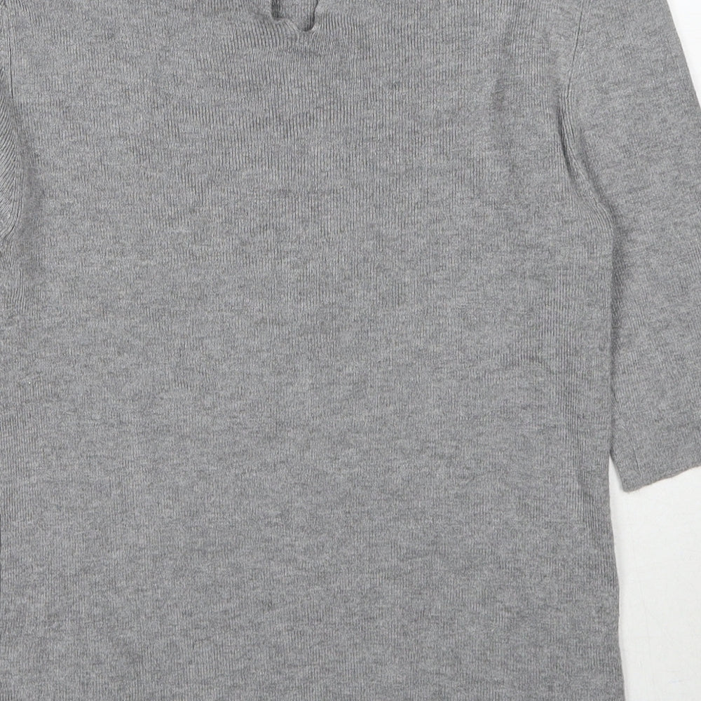 Oasis Womens Grey Collared Viscose Pullover Jumper Size M