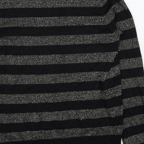 Marks and Spencer Womens Black Collared Striped Viscose Pullover Jumper Size S