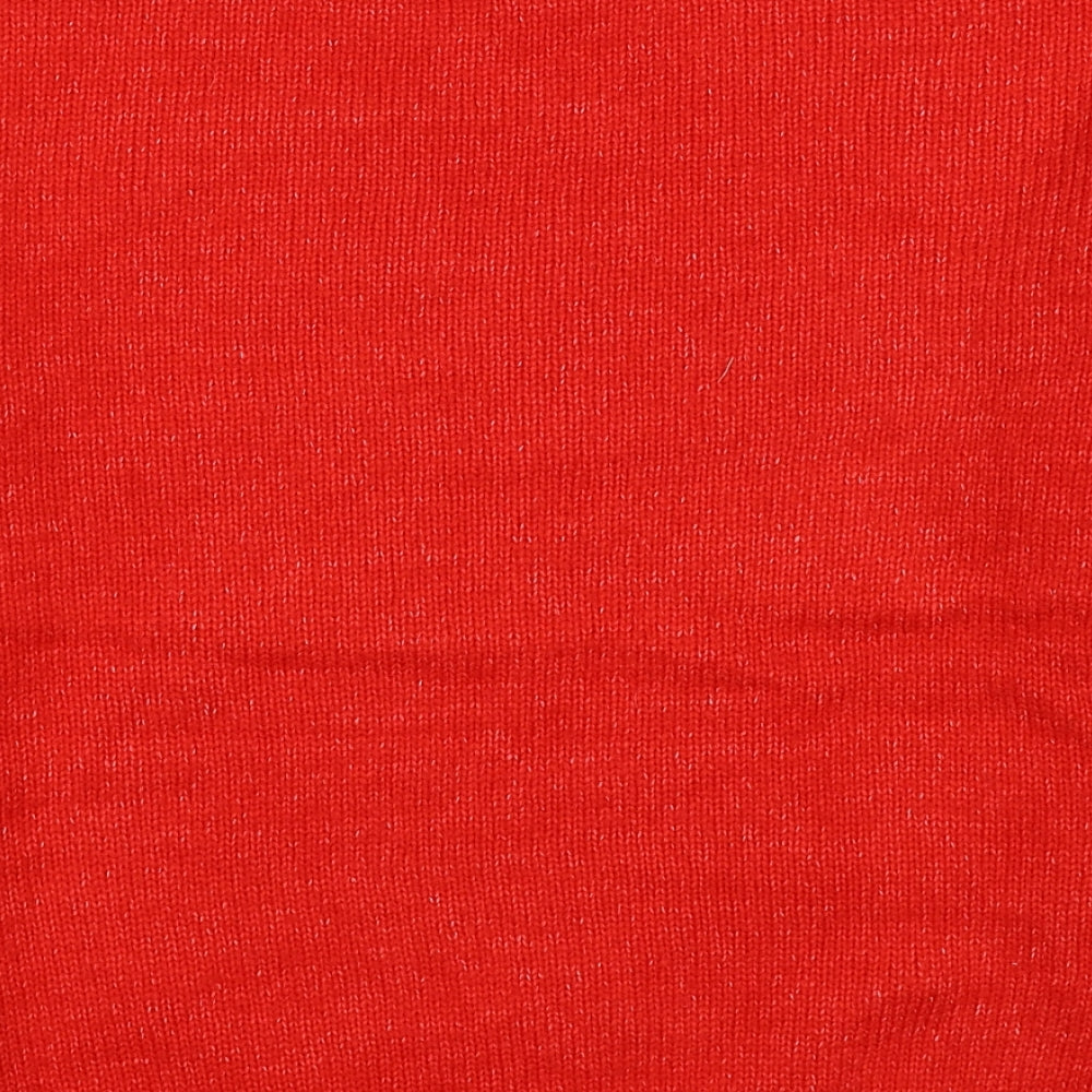 Marks and Spencer Womens Red Round Neck Geometric Acrylic Pullover Jumper Size S