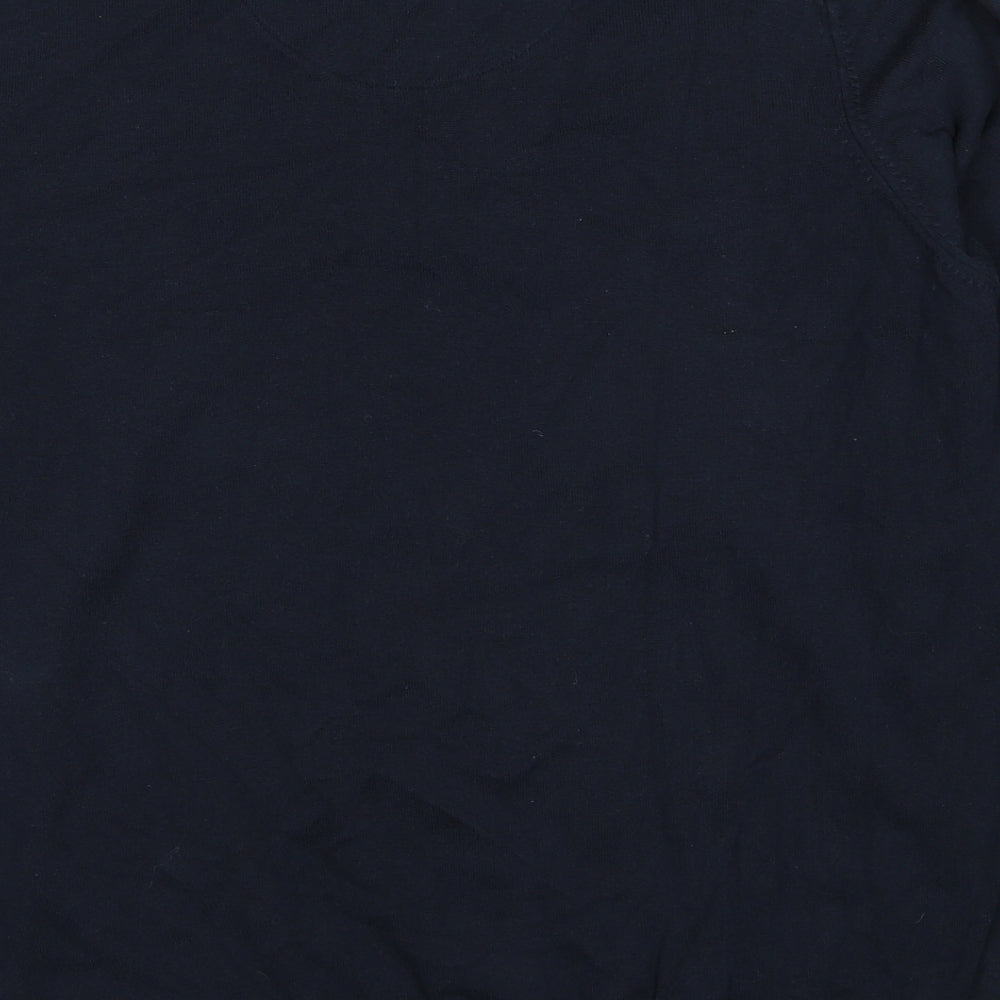 Autograph Mens Blue V-Neck Cotton Pullover Jumper Size L Long Sleeve - Shirt Collar Insert