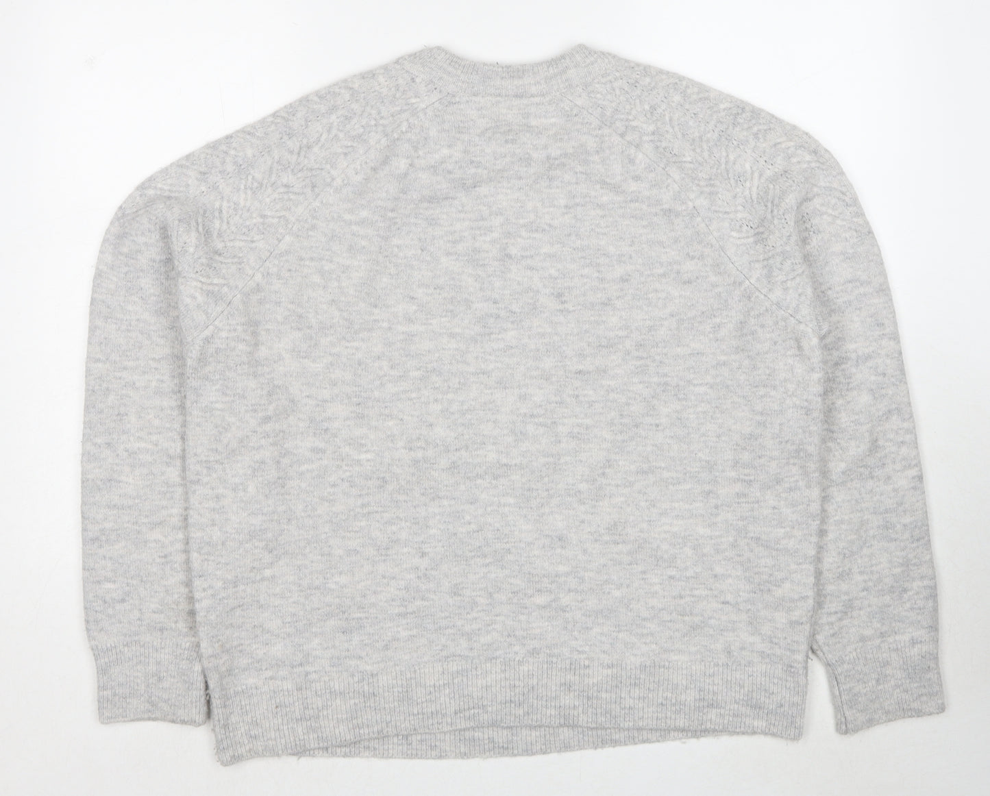 Marks and Spencer Womens Grey Round Neck Acrylic Pullover Jumper Size L
