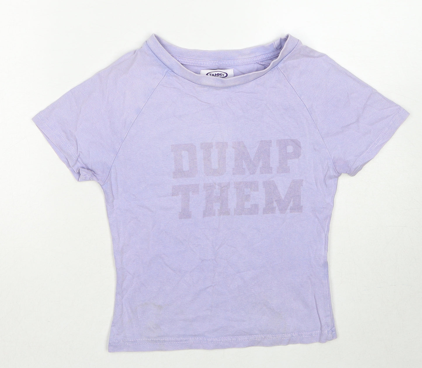 Tammy Womens Purple Cotton Basic T-Shirt Size 6 Round Neck - Dump Them